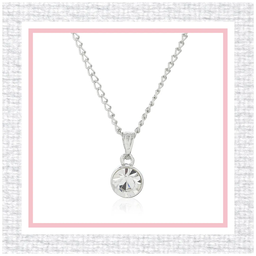 Estele Rhodium Plated Classic Pendant with Austrian Crystal for Women