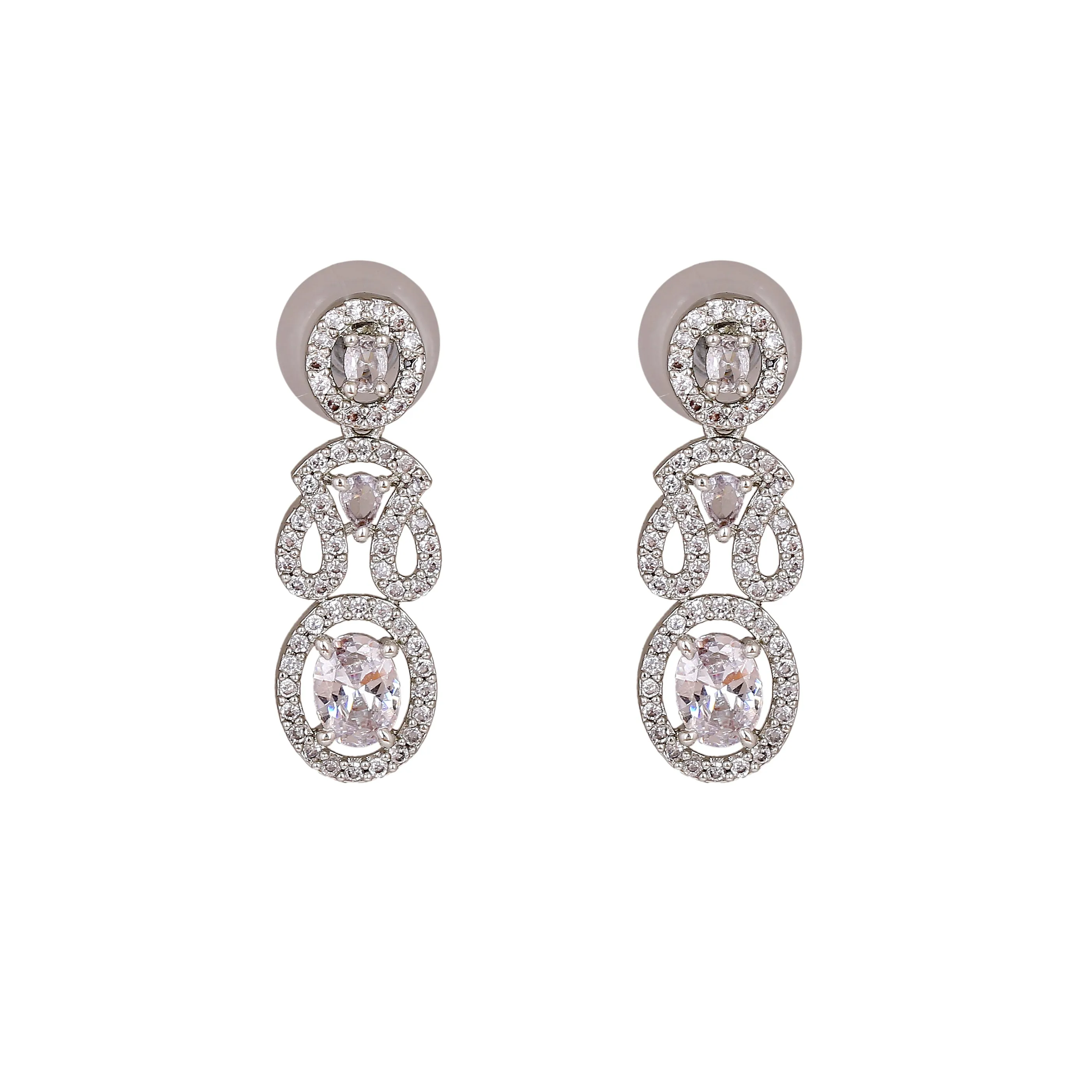 Estele Rhodium Plated CZ Exquisite Earrings for Women