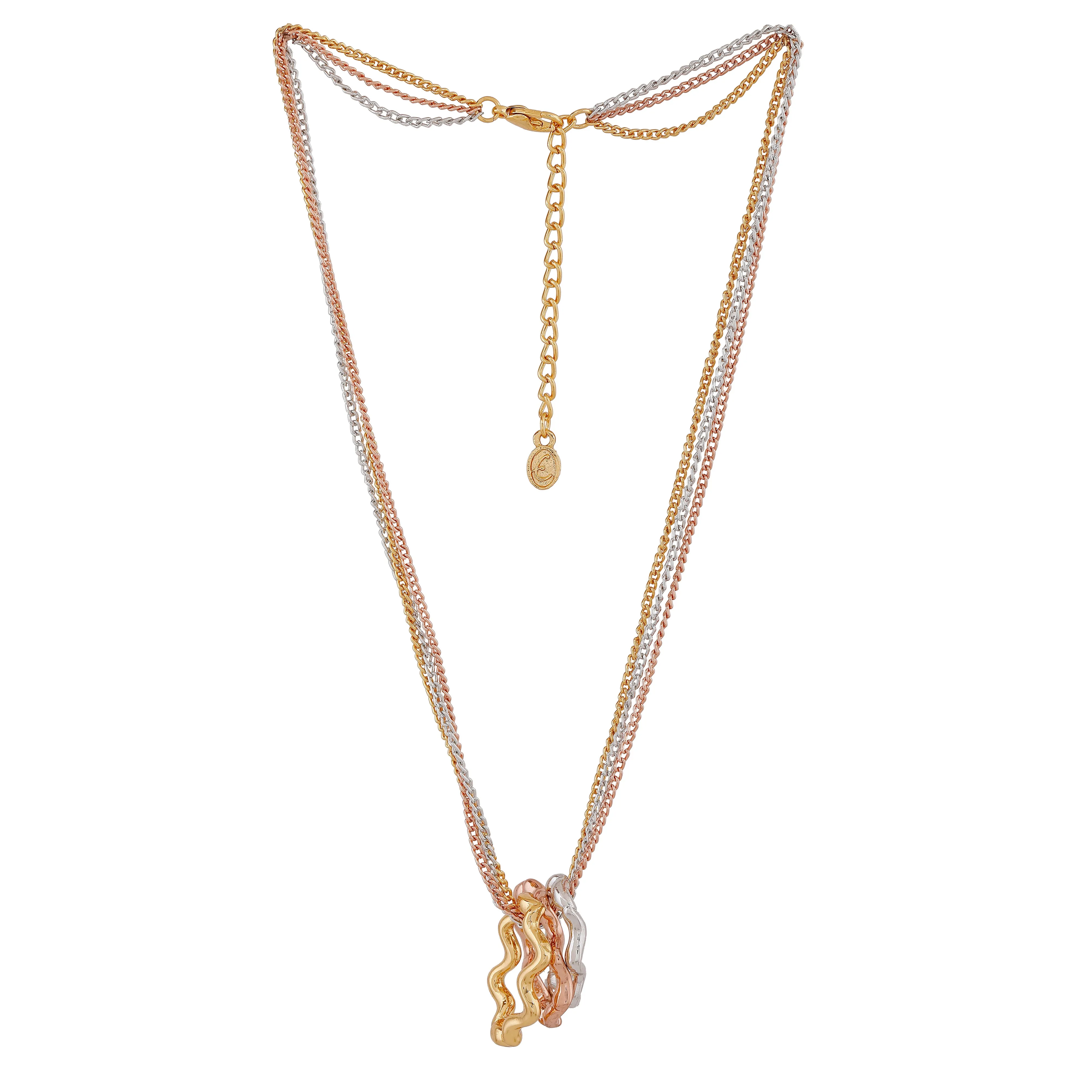 Estele Rose Gold Plated Tri Floral Designer Pendant for Women