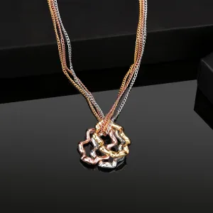 Estele Rose Gold Plated Tri Floral Designer Pendant for Women