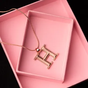 Estele Rosegold Plated "H" Letter Charm Pendant for Women / Girls