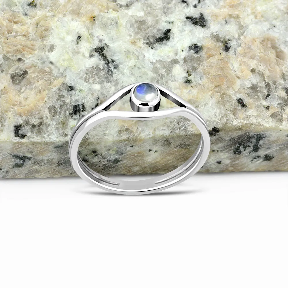 Evil Eye Sterling Silver Rainbow Moonstone Ring