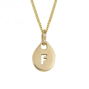 F Organic Initial Tag with Diamond Set Bale Pendant GP2314