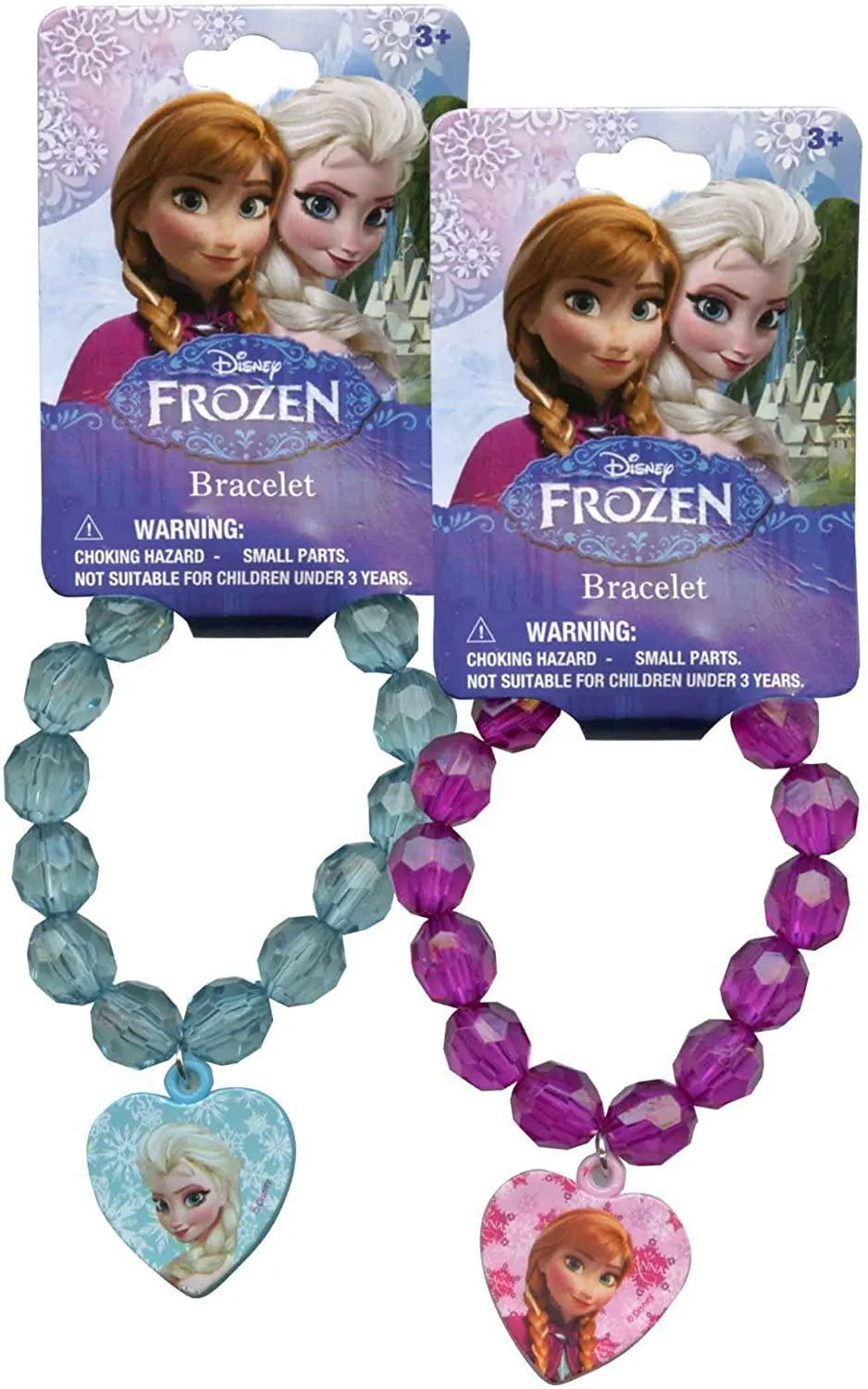 Faceted Beaded Bracelet Plastic Character Charm Cute Girly Arm Accessory in Pink, Blue, Purple Assorted Minnie, Frozen, LOL