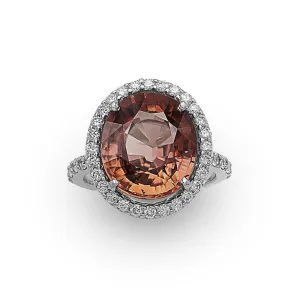 Fancy Color Zircon Ring With Diamonds