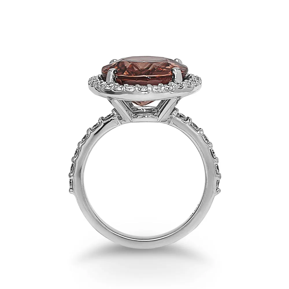 Fancy Color Zircon Ring With Diamonds