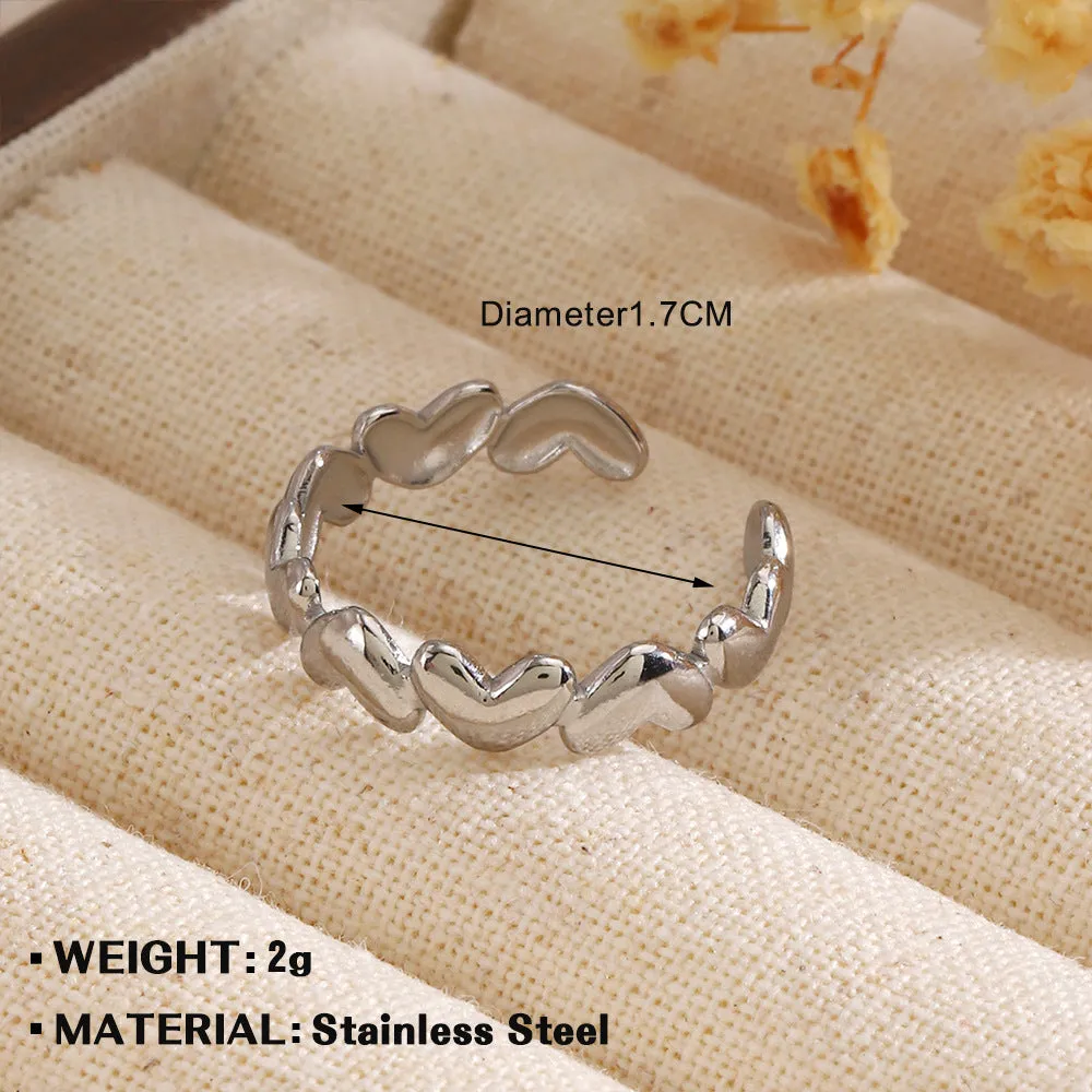 Fashion Stainless Steel Simple Heart-shaped Open Ring