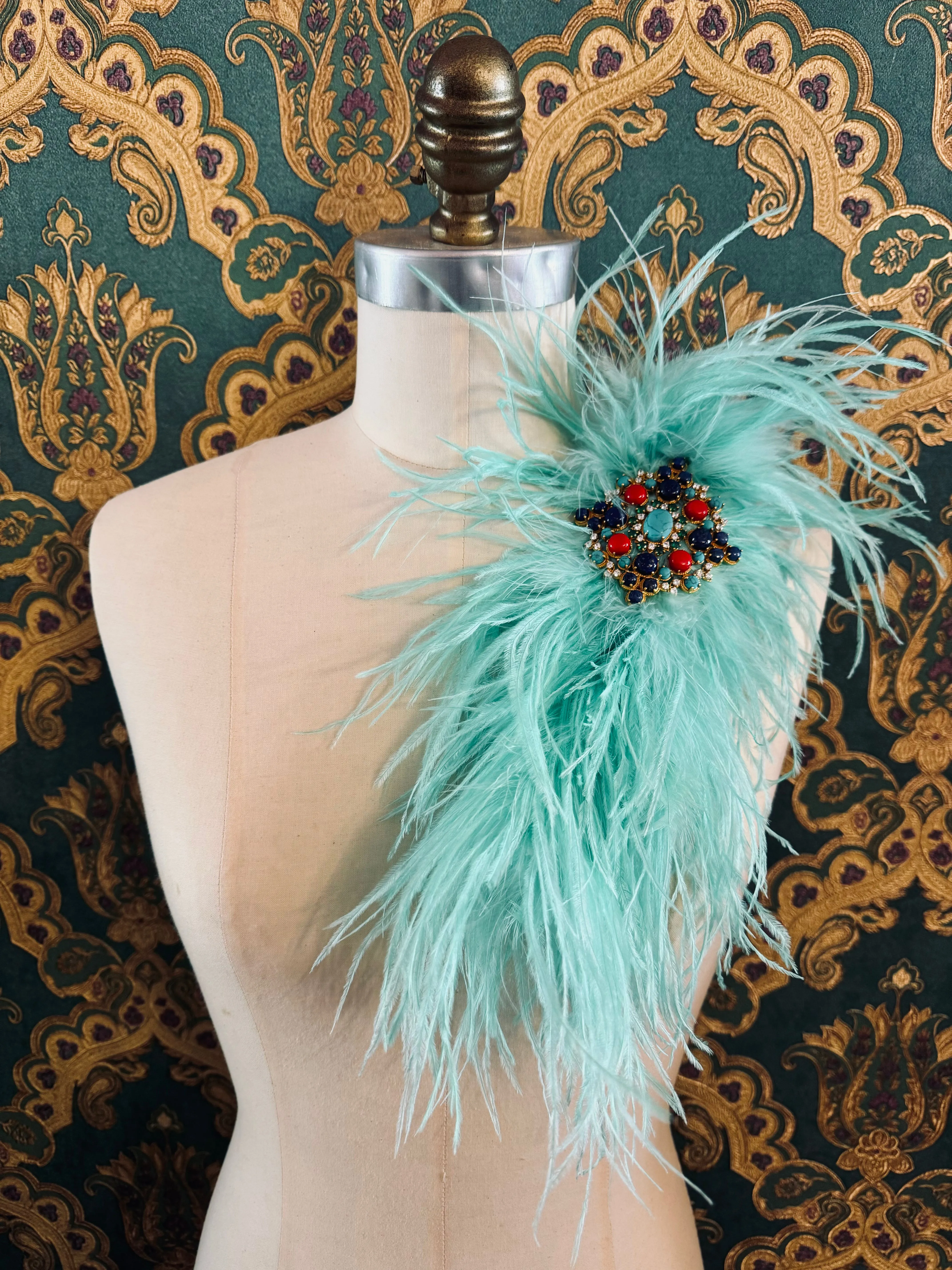 Feather Bejewelled Brooches