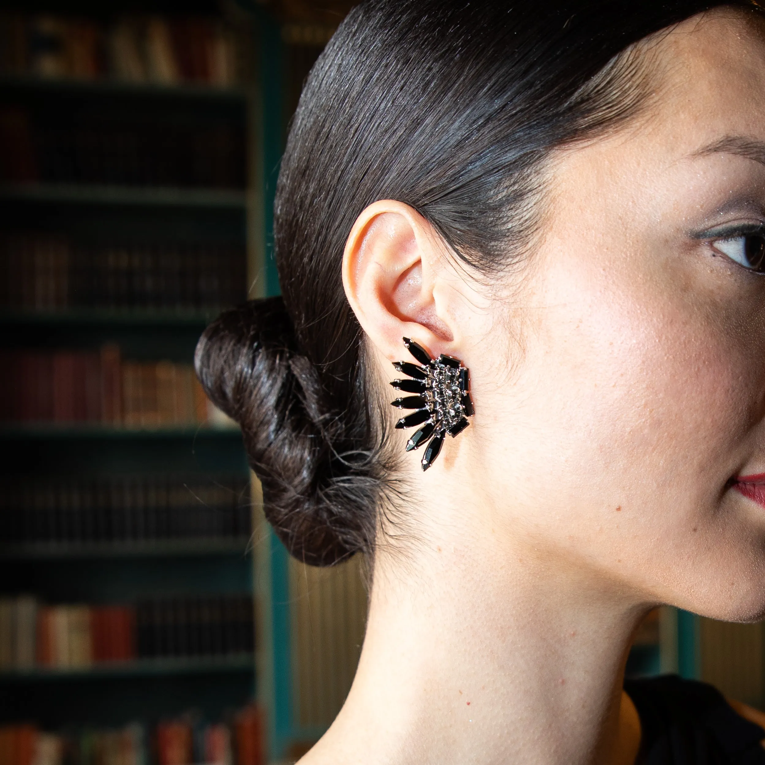 Feather Earrings / Black Combo