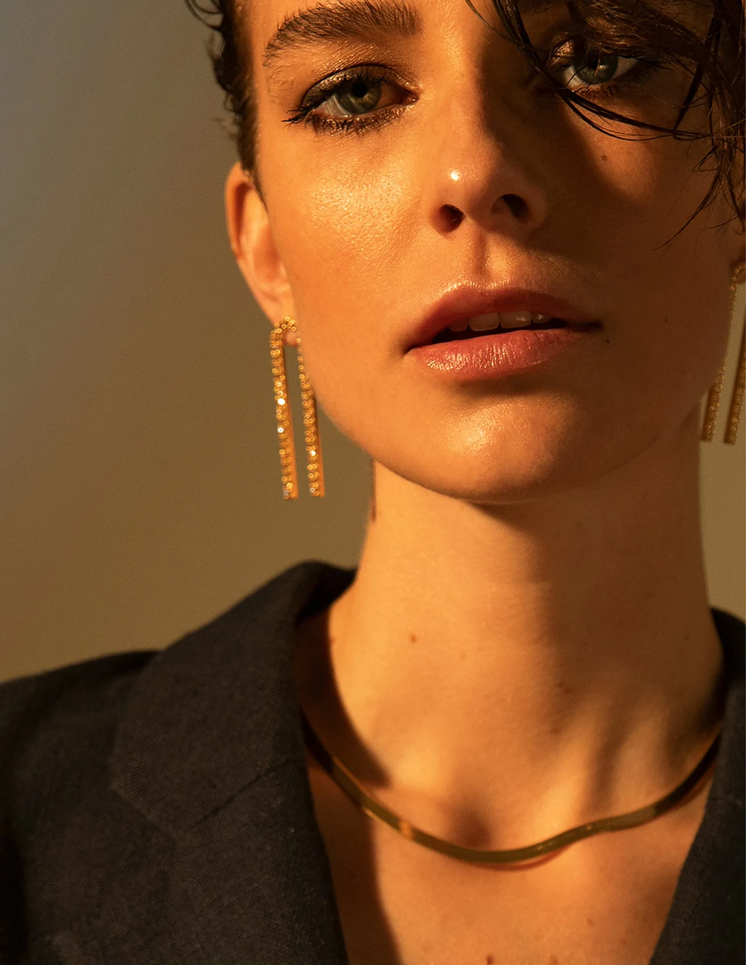 Flare Champagne Earrings <br> Gold Vermeil