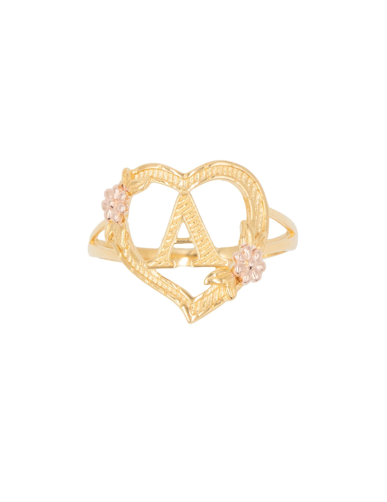 Floral Heart Initial Ring [N - Z]