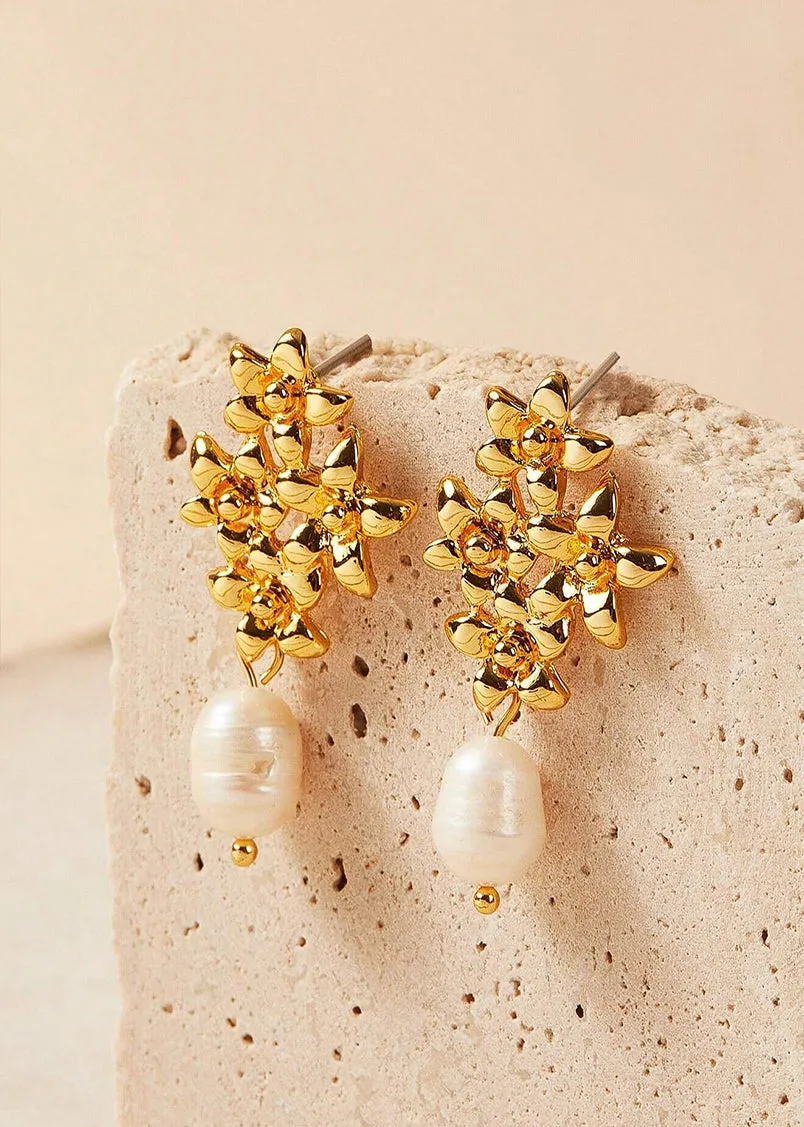 Floral Pearl Drop Earrings