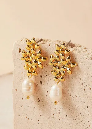 Floral Pearl Drop Earrings