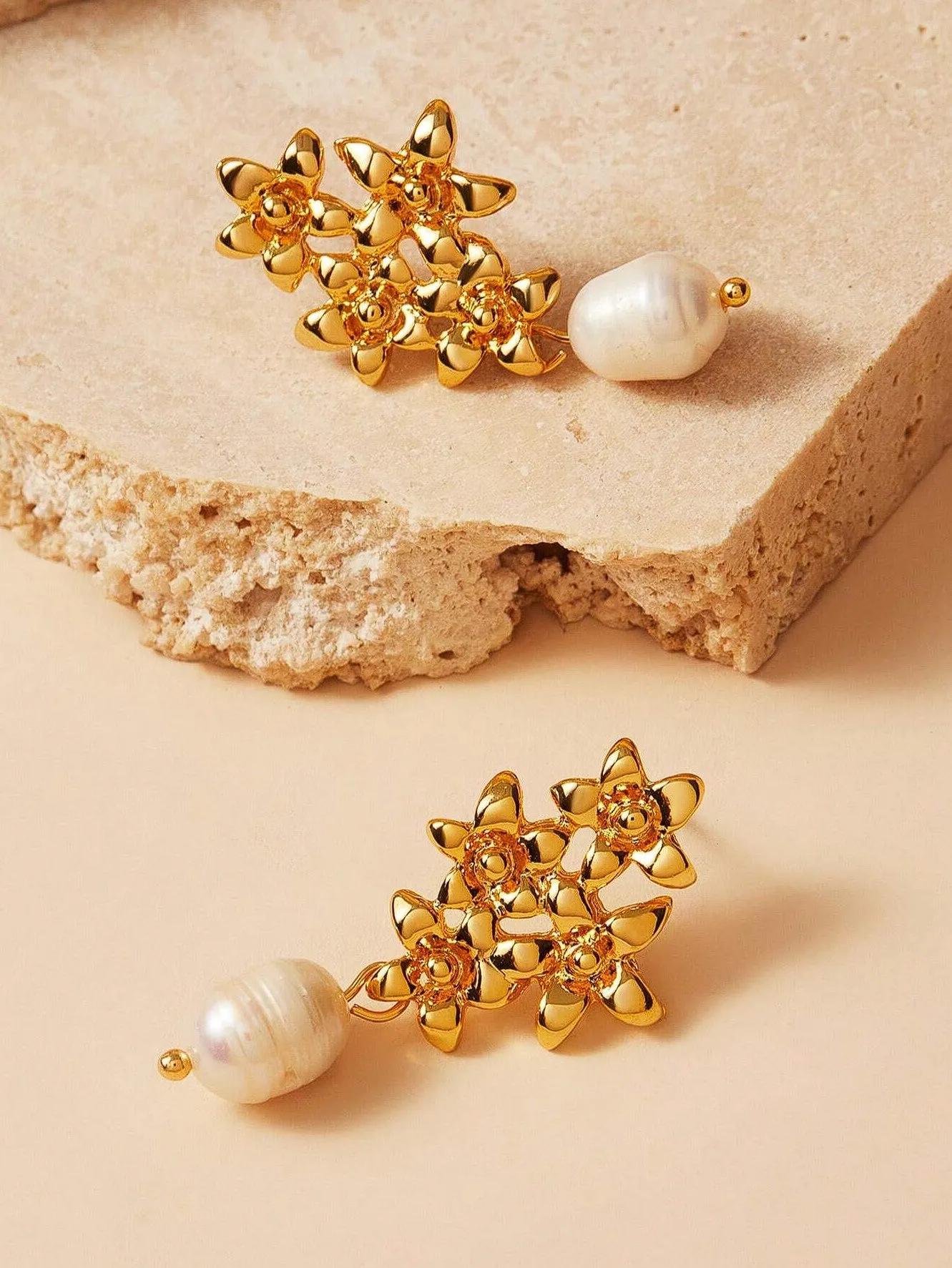 Floral Pearl Drop Earrings