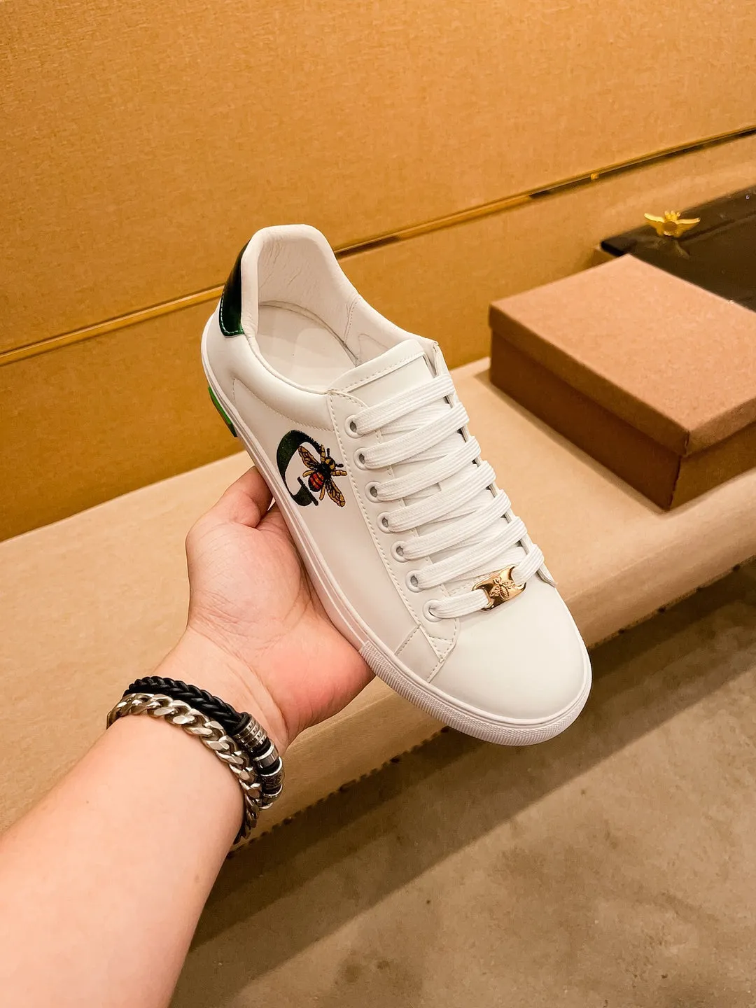 GG ACE EMBROIDERED SNEAKER WHITE