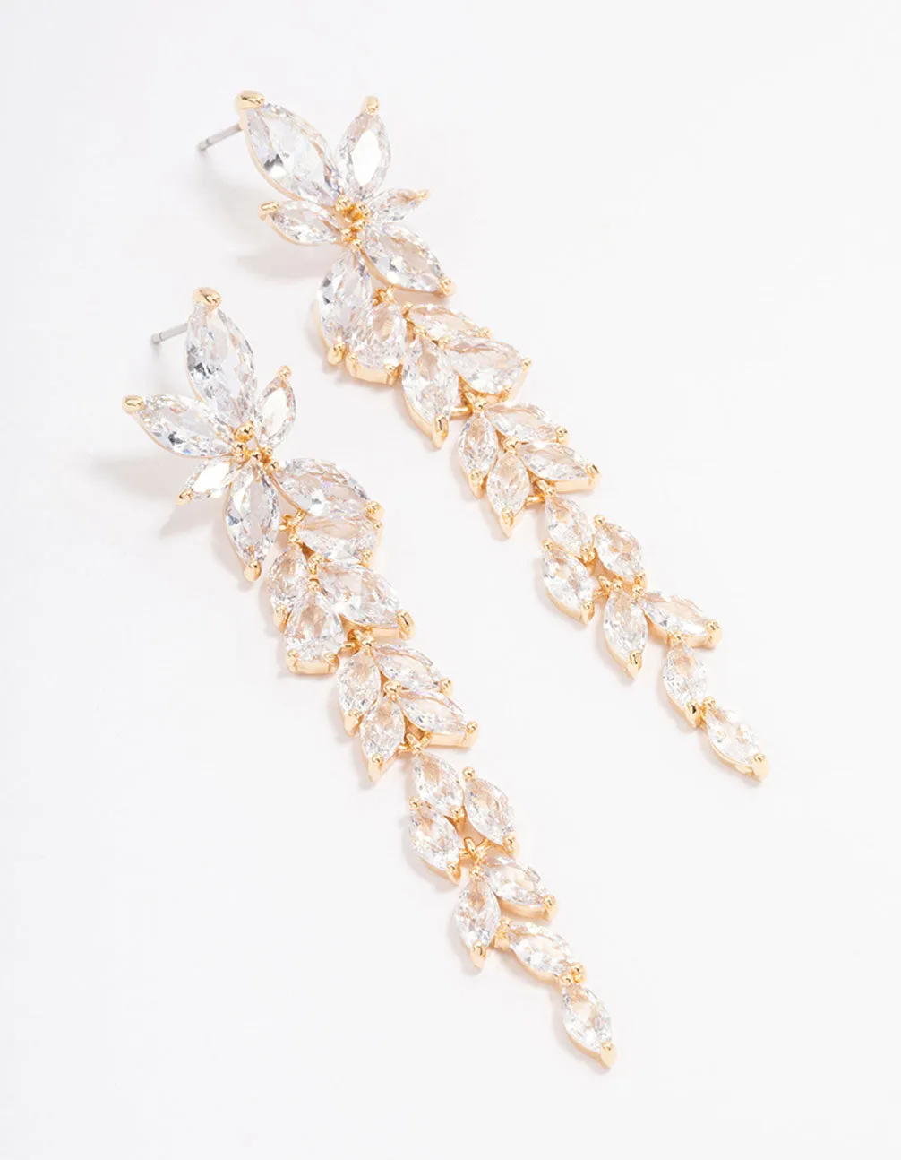 Gold Graduating Cubic Zirconia Drop Earrings