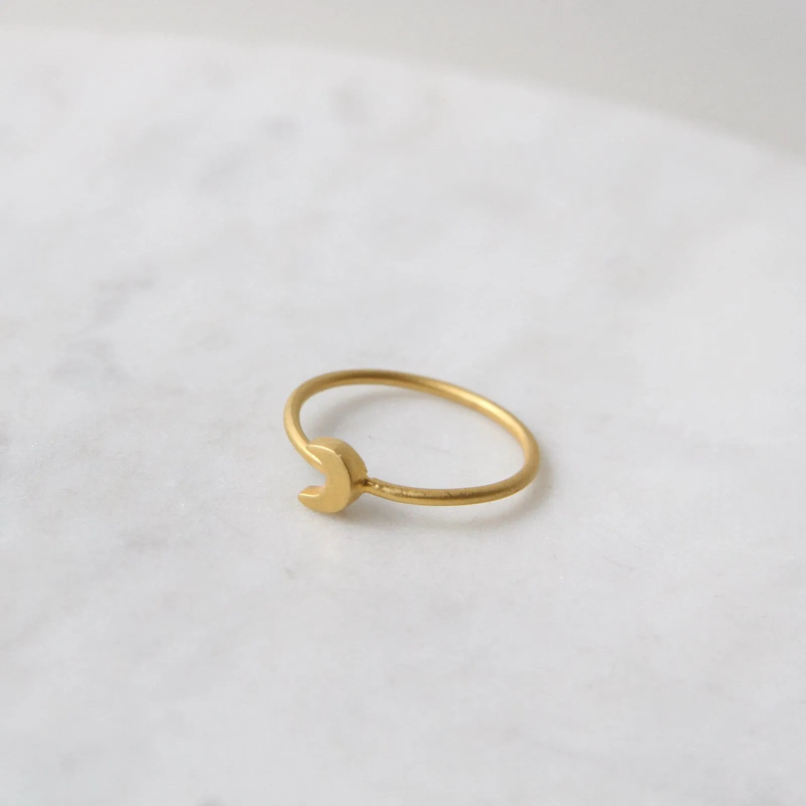 Gold Plated Brass Little Crescent Moon Ring