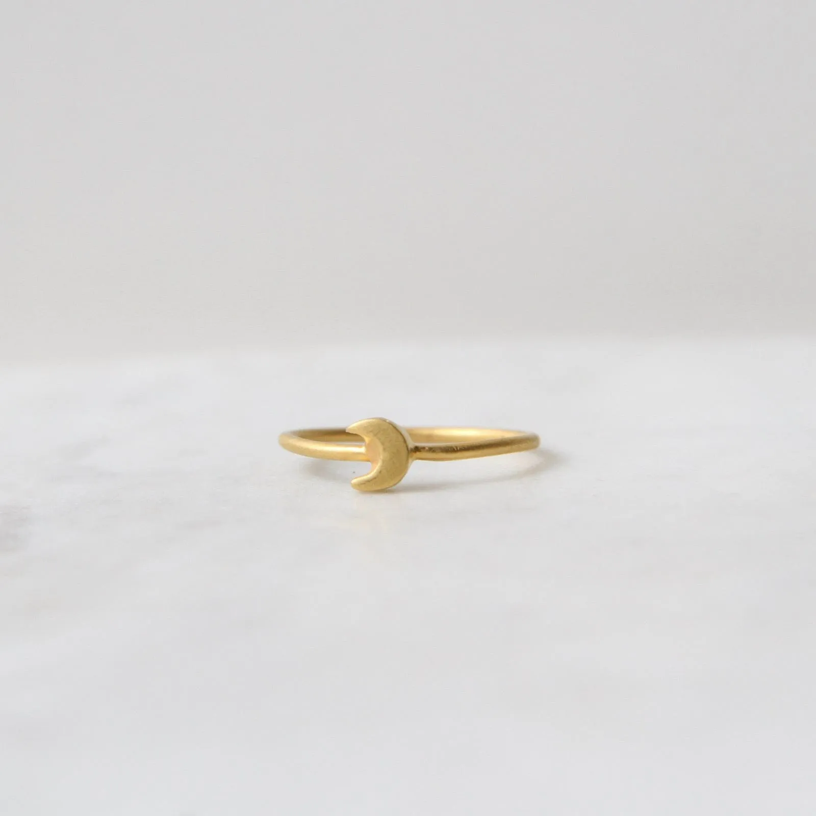 Gold Plated Brass Little Crescent Moon Ring