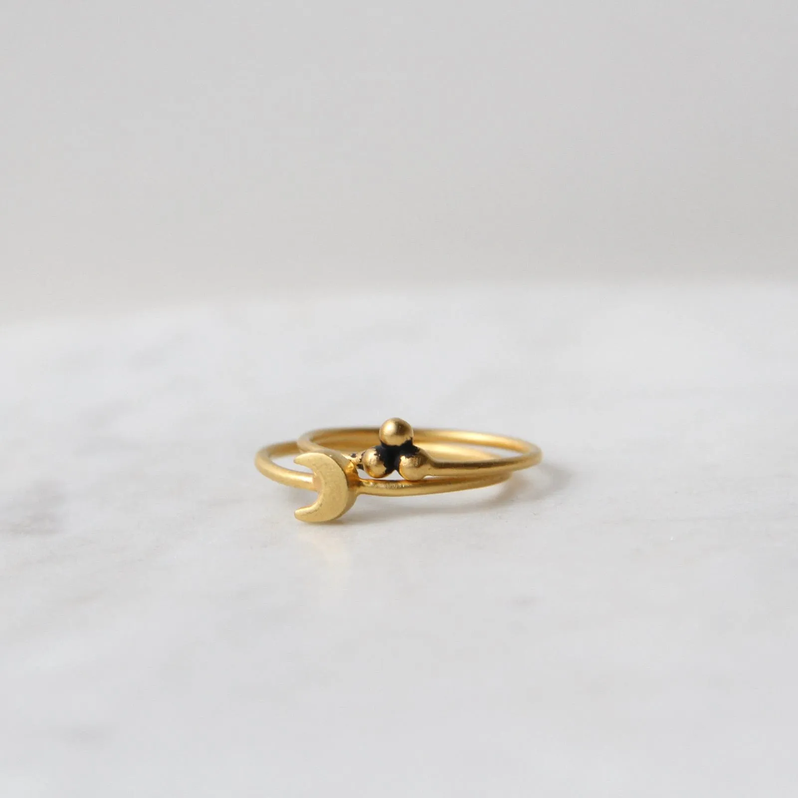 Gold Plated Brass Little Crescent Moon Ring