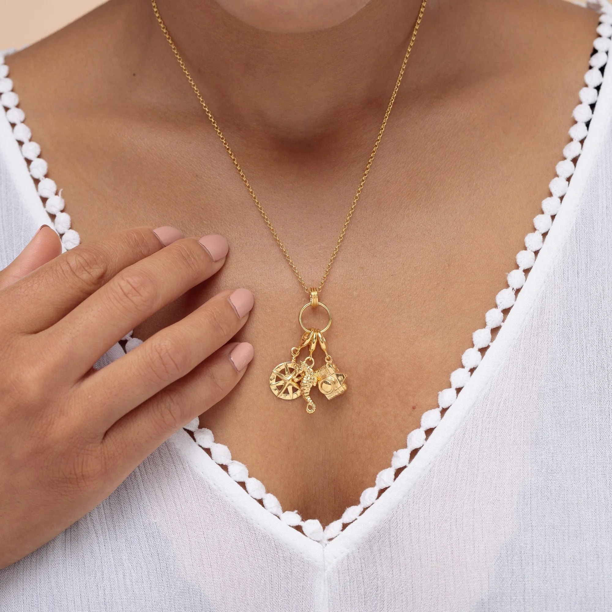 Gold Plated Charm Capture Necklace