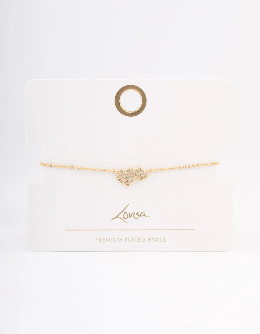 Gold Plated Double Hearts Toggle Bracelet