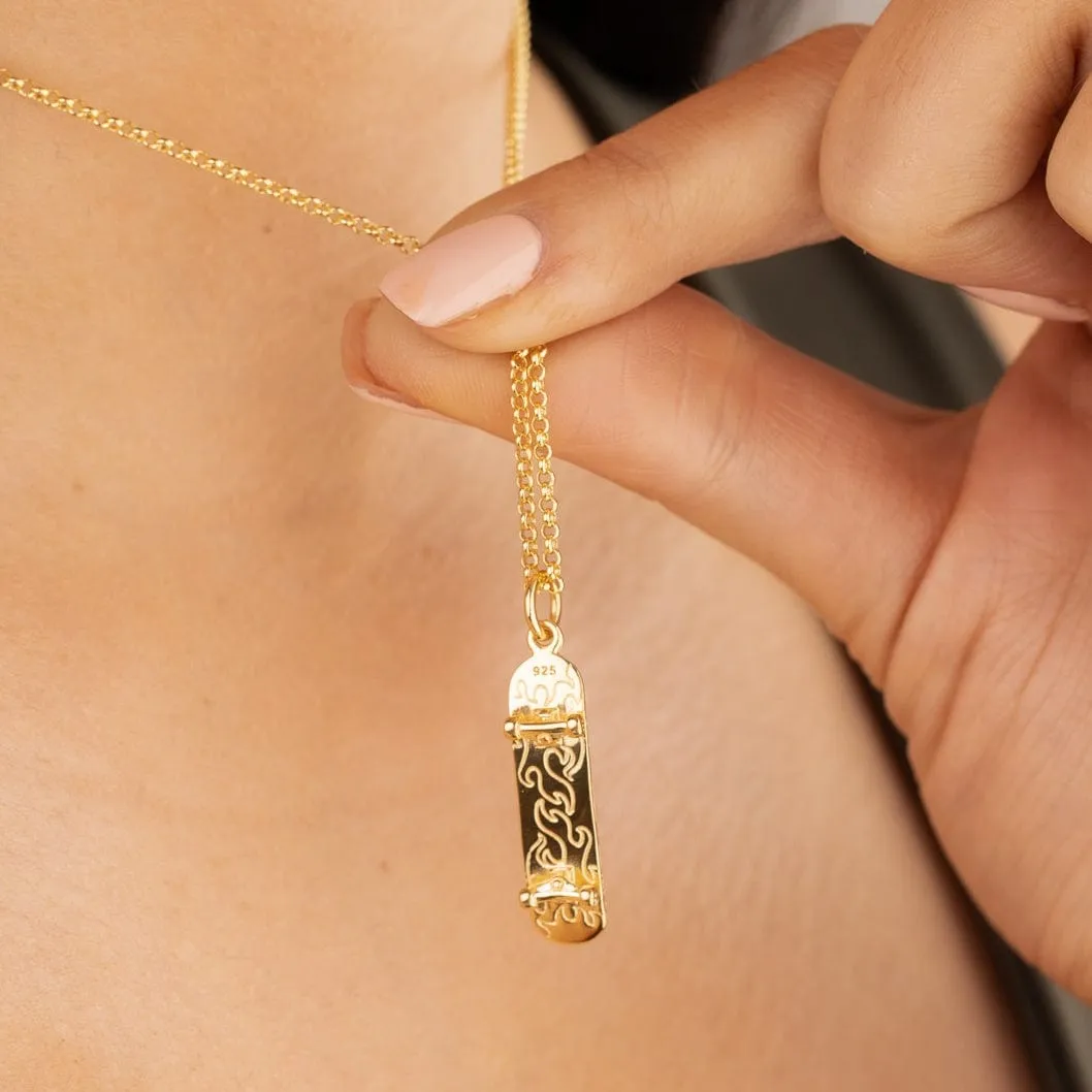 Gold Plated Skateboard Charm