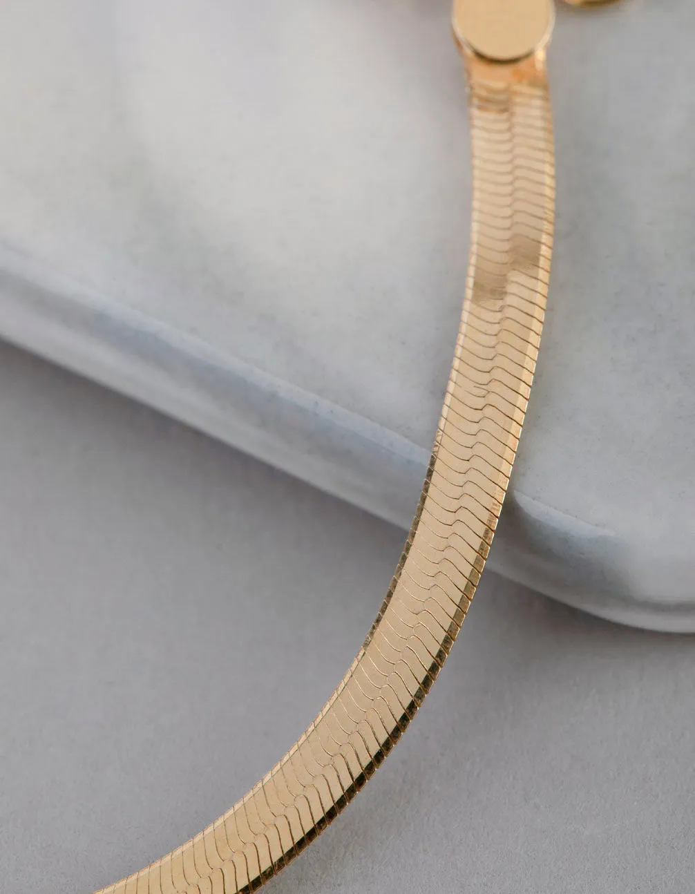 Gold Plated Sterling Silver Flat Snake Chain Bracelet