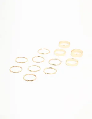 Gold Thick & Simple Rings 12-Pack