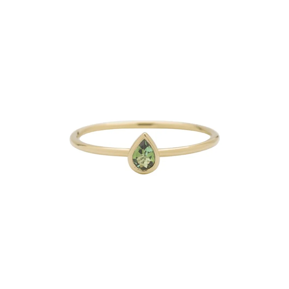 Green Tourmaline Stacking Ring - Pear Cut