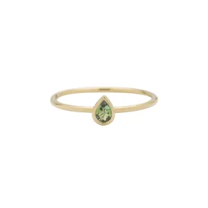 Green Tourmaline Stacking Ring - Pear Cut