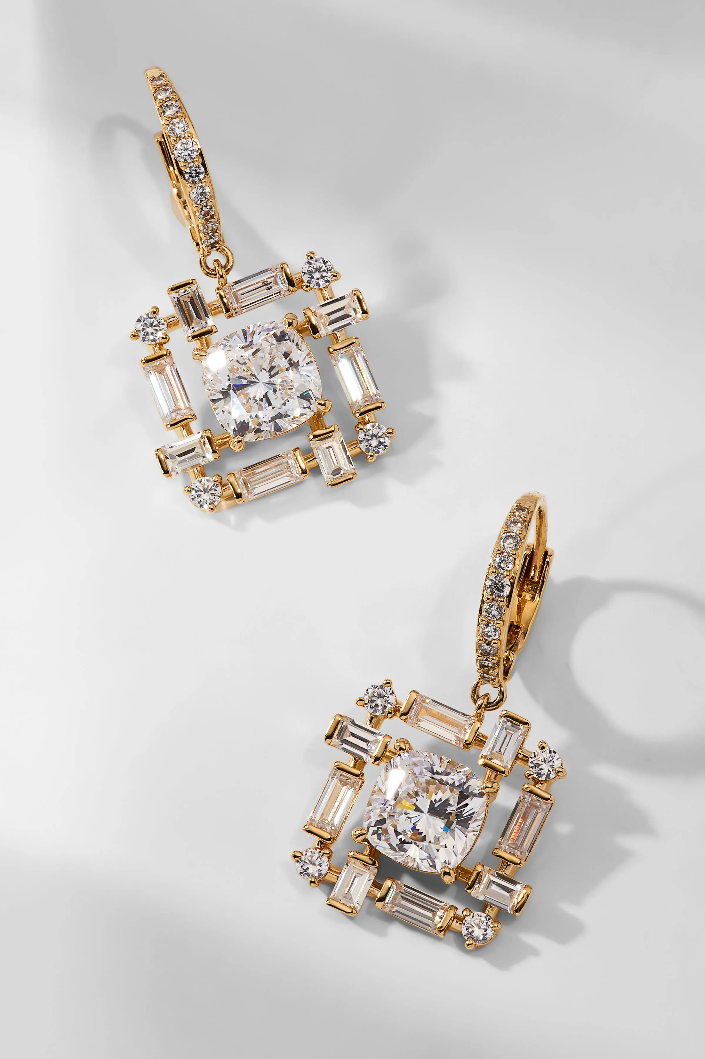 GWEN CLUSTER CZ LEVERBACK EARRINGS