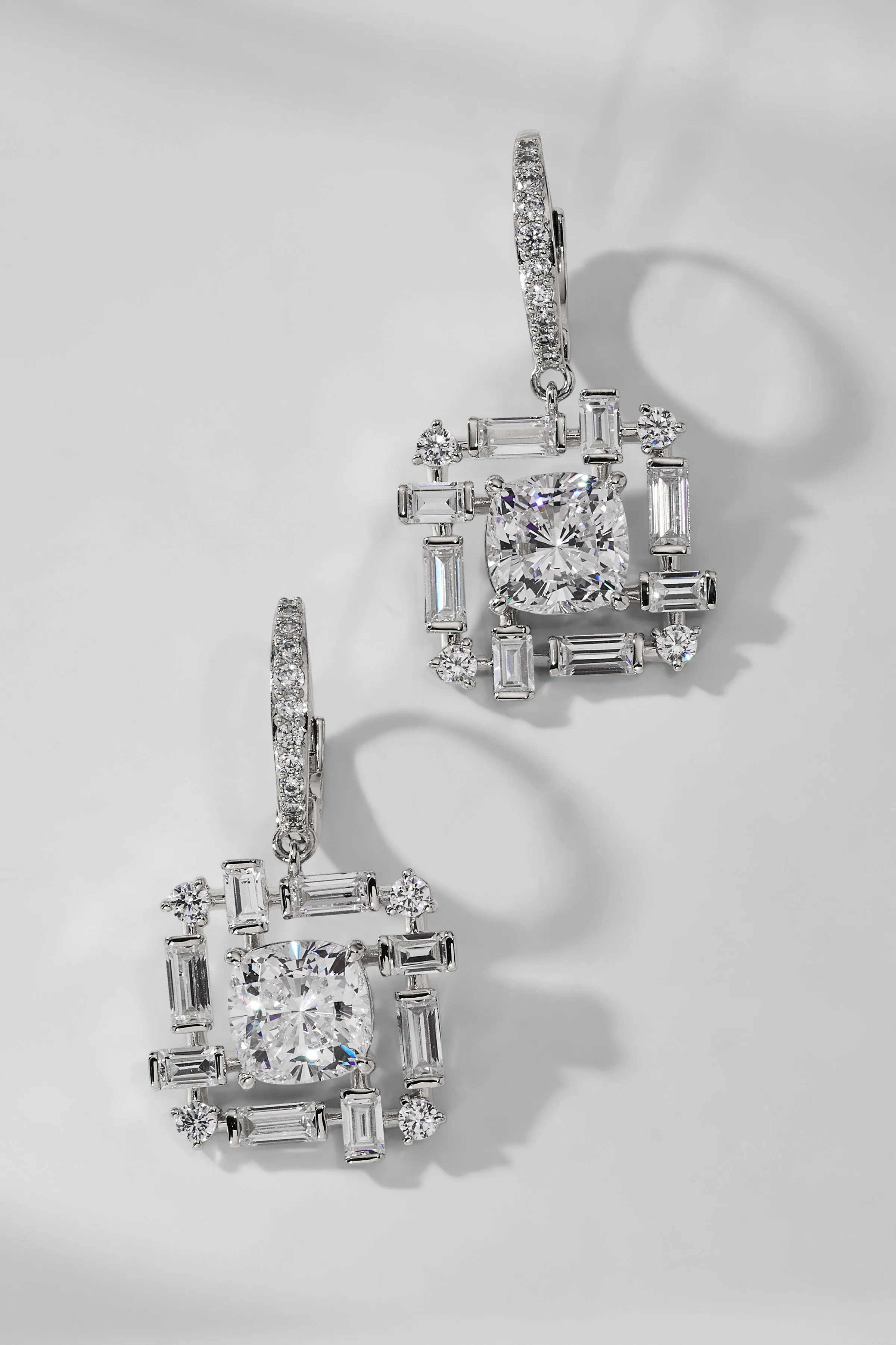 GWEN CLUSTER CZ LEVERBACK EARRINGS