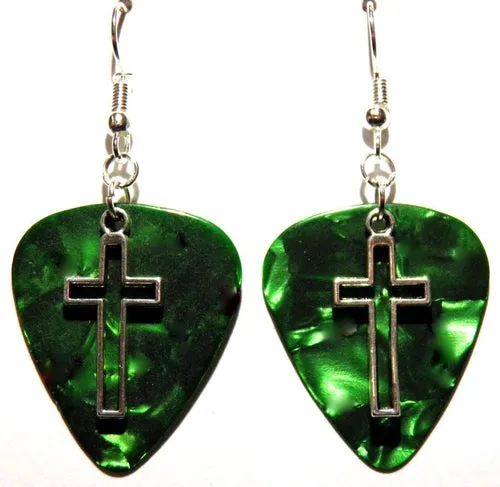 Handmade Guitar Pick Earrings | Open Cross