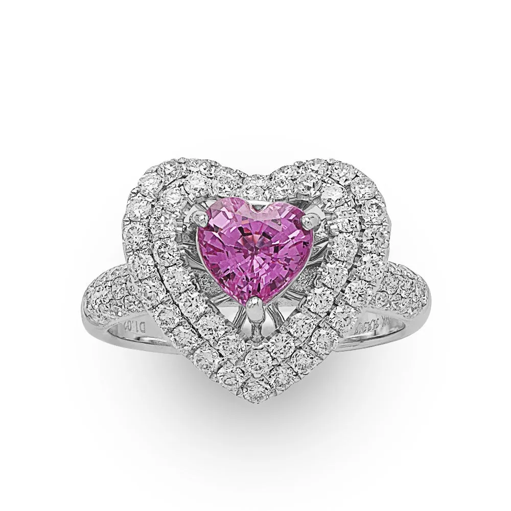 Heart-shape Pink Sapphire & Diamond Ring