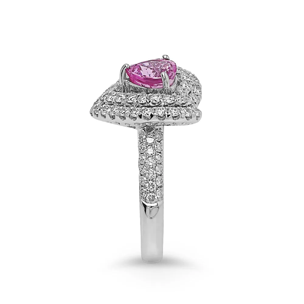 Heart-shape Pink Sapphire & Diamond Ring