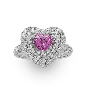 Heart-shape Pink Sapphire & Diamond Ring