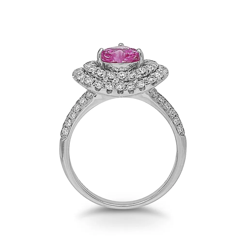 Heart-shape Pink Sapphire & Diamond Ring