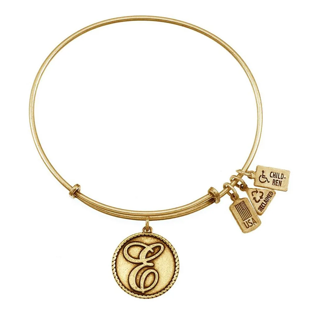 Initial ''E'' Bangle in Gold by Wind & Fire Jewelry