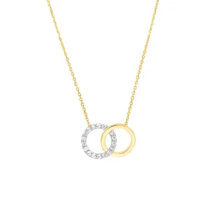 Intertwined Two-Toned Diamond Circles Necklace