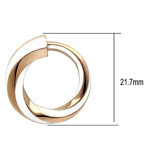 IP Rose Gold(Ion Plating) Stainless Steel Earrings with Epoxy in White for Women White Stone Color Style TK1488