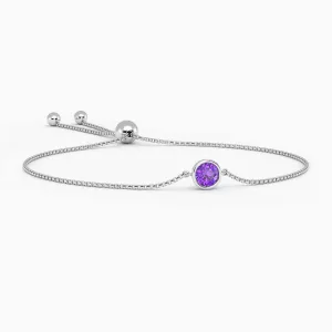 Irosk Bezel Set Round Amethyst Bracelet