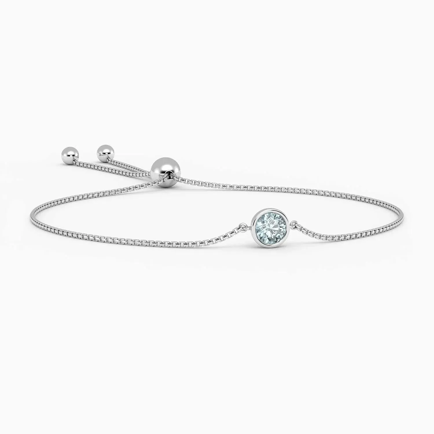 Irosk Bezel Set Round Aquamarine Bracelet