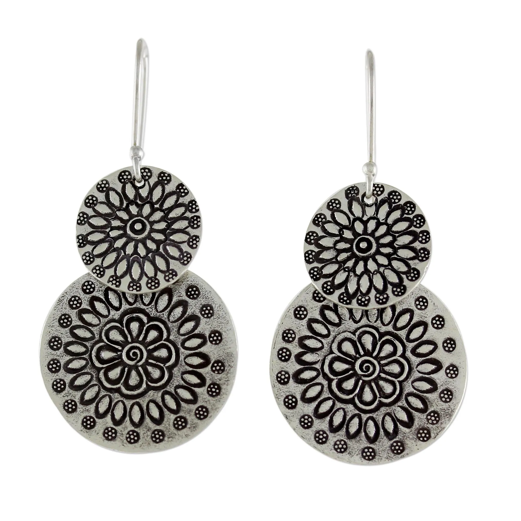 Karen Sunflowers Silver Dangle Earrings