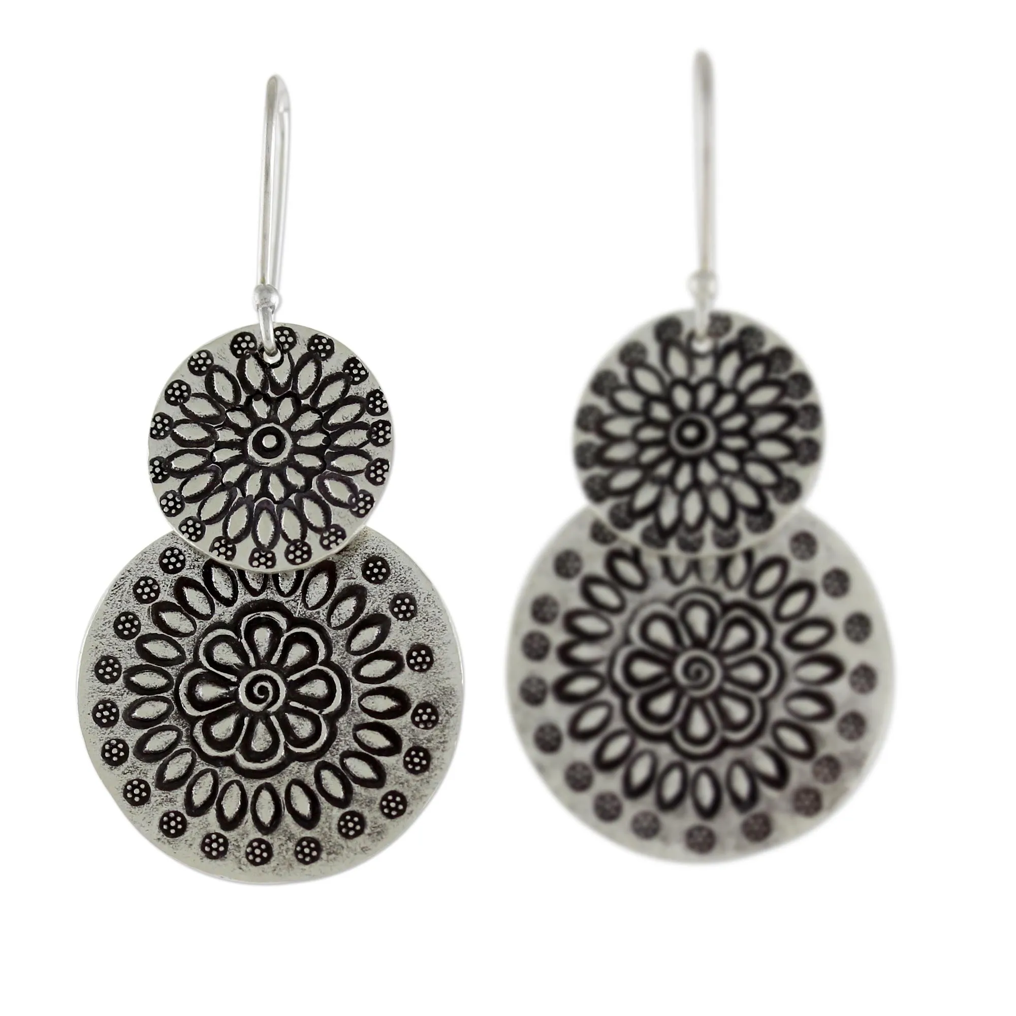 Karen Sunflowers Silver Dangle Earrings