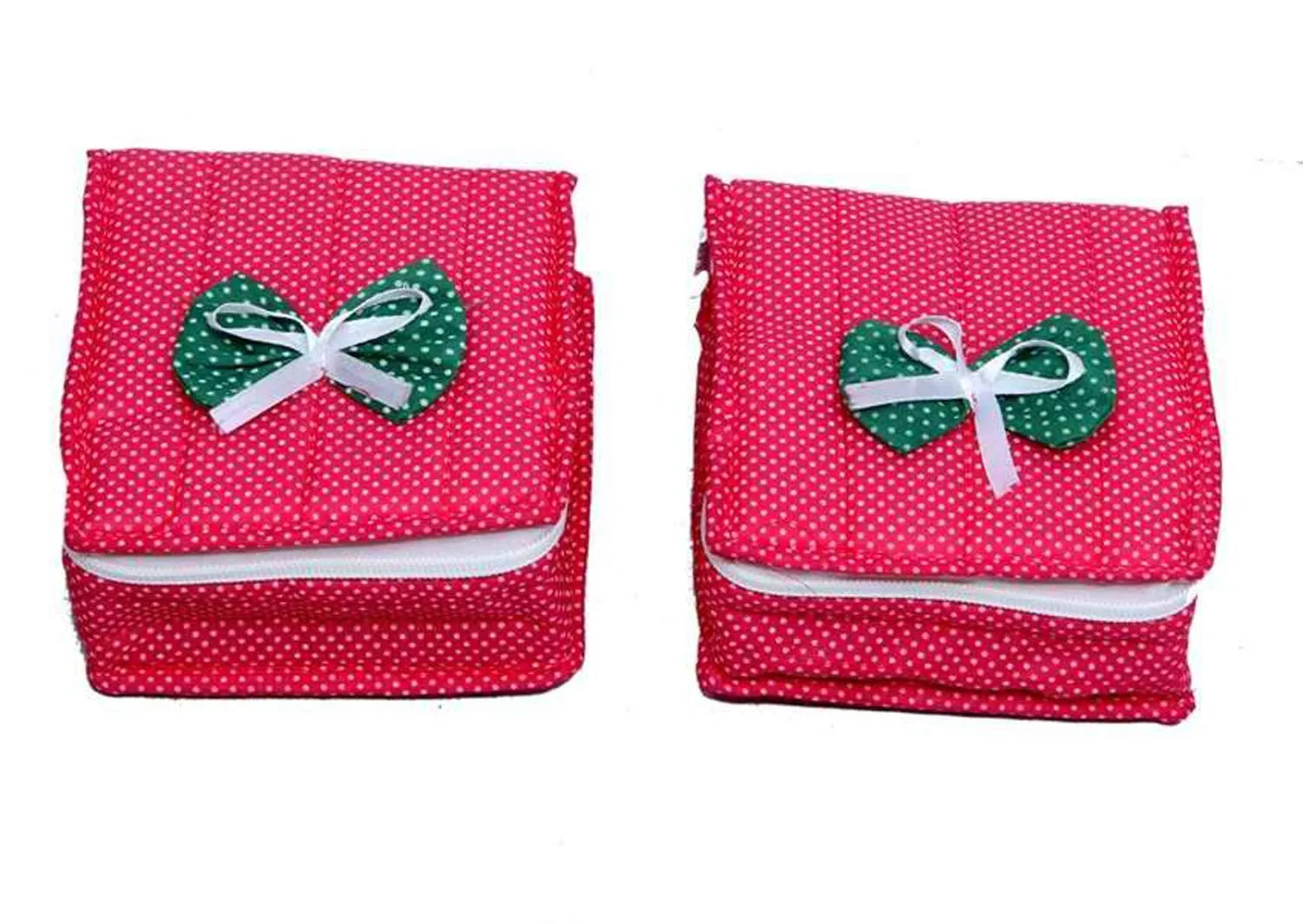 Kuber Industries 2 Piece Cotton Small Jewellery Box Set (Pink)