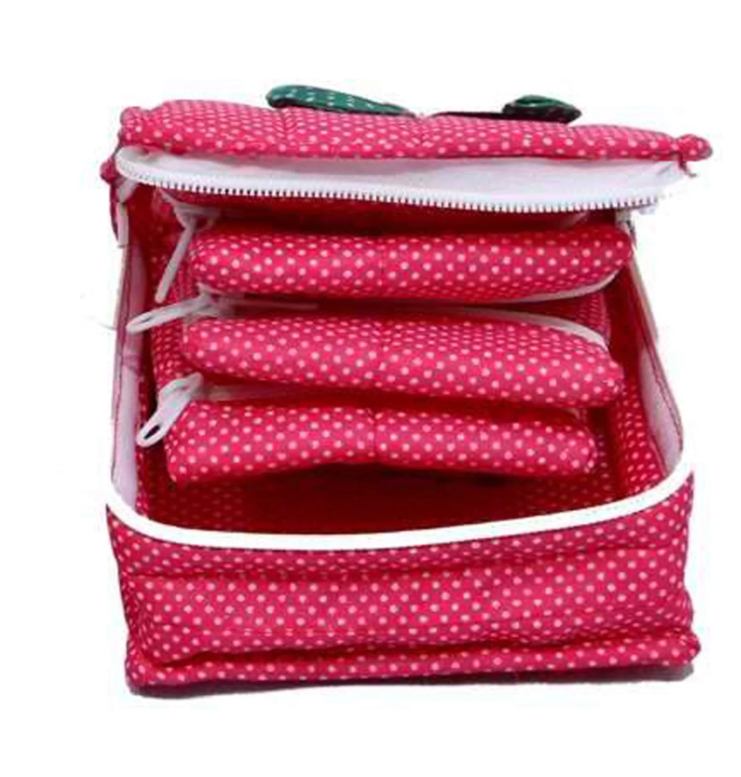 Kuber Industries 2 Piece Cotton Small Jewellery Box Set (Pink)