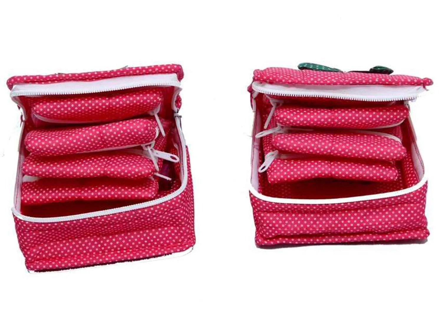 Kuber Industries 2 Piece Cotton Small Jewellery Box Set (Pink)