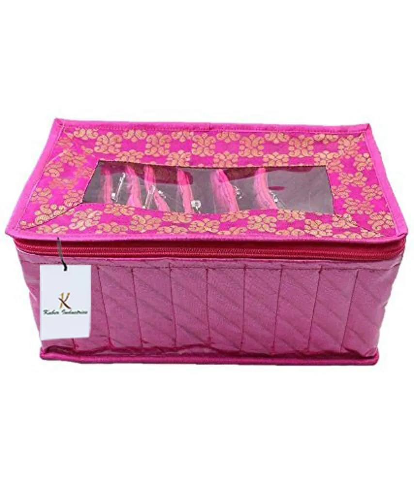 Kuber Industries Cotton Jewelry Kit With 10 Pouches (Pink)