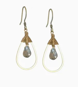 Labradorite Gemstone Teardrop Earrings