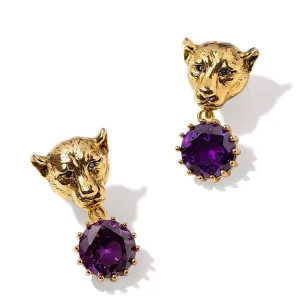 Lioness Earrings With CZ Stones